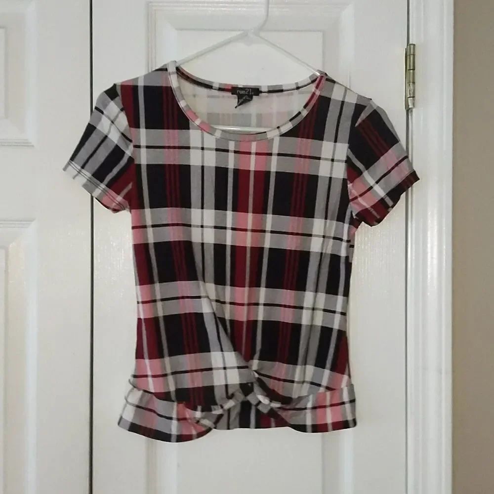 Rue 21 red black plaid shirt  Sz XS NWOT